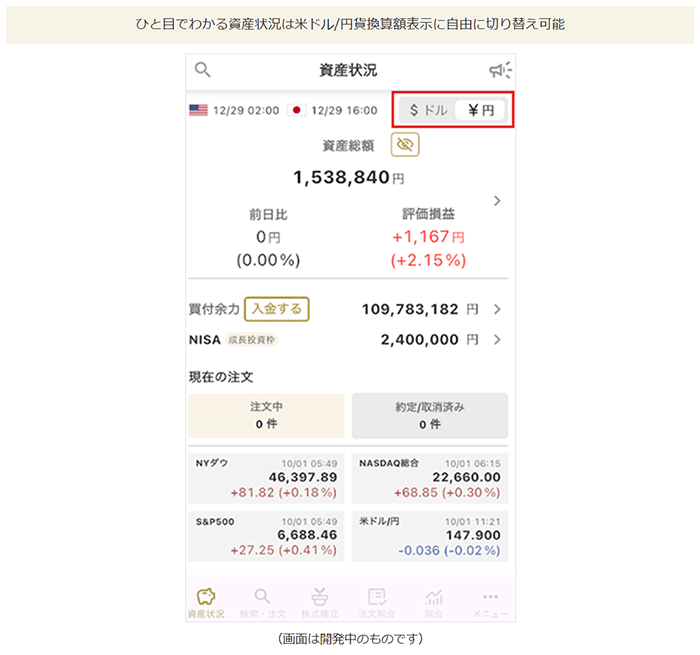 マネックス証券 米国株：資産状況