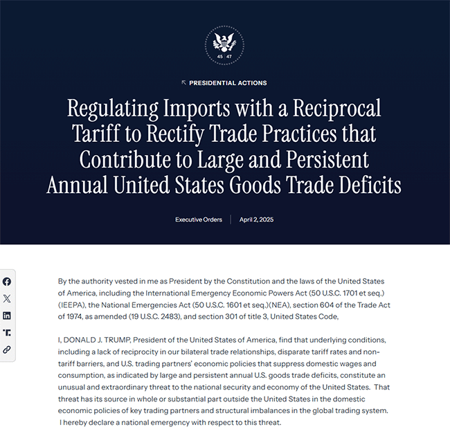相互関税発動の大統領令